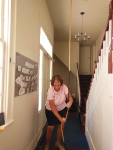 Lisa Foote and Lucy Shonk take turns ringing the church bell on September 5.