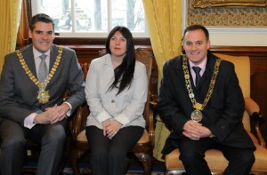 Sherry with Lord Mayor of Belfast and Lord Mayor of Dublin, Ireland.