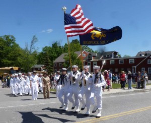This photo taken by Edith Jenkins on Memorial Day captures the high stepping of the Sea Cadets, some of whom are Dublin residents. They include Sarah Letourneau, Nick Graves (left rifle), and Ben Graves (holding the Unit Flag).