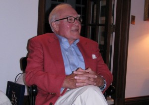 John Harris enjoys his new engraved Princeton chair, presented to him at the Dublin Historical Society’s annual meeting August 23rd. Photo by Sharron Monaghan