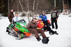 The 2012-2013 season ride in to Seven Maples Campground from Dublin. Monadnock Trail Breakers members and friends (L-R): Anthony Cuddemi, Coby Elsing, Ben Reynolds, Jesse Willard, Becky Hallock, Chris Raymond. Photo by Brie Morrissey