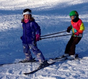 A couple of our skiers having fun on a ski day.