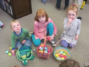 Wes, Avery, and Kinsey Moore enjoyed the Easter Egg hunt, which more than 85 people attended at the Library on April 12th. It was sponsored by the Recreation Committee.
