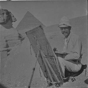 Joseph Lindon Smith at his easel in the Valley of the Kings, 1905-1907. Photo courtesy of the Dublin Historical Society
