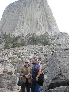 Nancy with her dear friend Jerry Goes In Center, starting a hike around Devil’s Tower. The Indian name for this sacred place is Mato Tipi, (Bear Lodge), 2010.