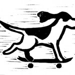 dog woodcut