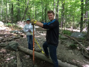 Dubliners Kenda and Cameron Henke worked on Mount Monadnock’s White Dot Trail on July 17, which was the first day of Monadnock Trails Week, a five-day trail restoration event hosted by The Society for the Protection of NH Forests (Forest Society) and NH State Parks. This year marked the 10th anniversary of this annual event, in which volunteers and conservation professionals work side by side to care for Mount Monadnock. Photo courtesy of the Forest Society.