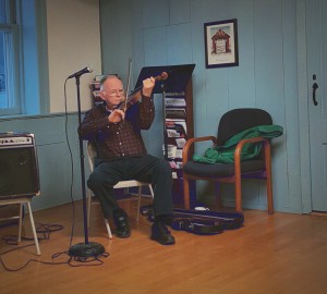 Harvey Tolman played many a jingle on his fiddle March 12 while he entertained all the attendees at the St. Patrick’s Day Dinner held at the Dublin Community Church. Photograph by Stephanie Young