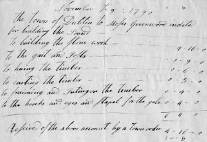 This scan of the original receipt for the Town Pound; property of Dublin Town Archives.