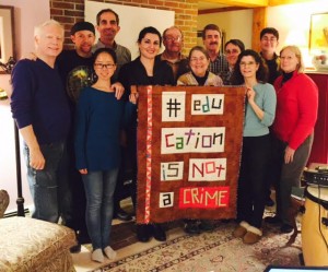 Dr. Sabet is in the front center, in black, at a recent gathering and talk in Lee, NH. The quilt was a project led by master quilter Joan Haskell from Merrimack. She and the quilt will be at the programs for people to admire.