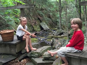 Two of the author’s children (twins Surasa and Nakoa) sit astride the Eliza Adams Gorge so named for a woman in the 1880s (Eliza Adams, 1826-1907) who ran her own farm in Dublin for almost 40 years.