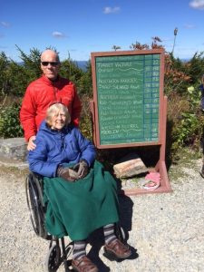 Jill and Jerry Lawler were spotted at the Hawkwatch in mid-September on top of North Pack. Jill remarked that it was a “great day to get out and enjoy our new ramp-equipped van.” Photo by Sally Shonk