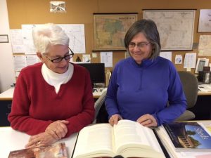 Nancy Campbell and Lisa Foote at the Archives.